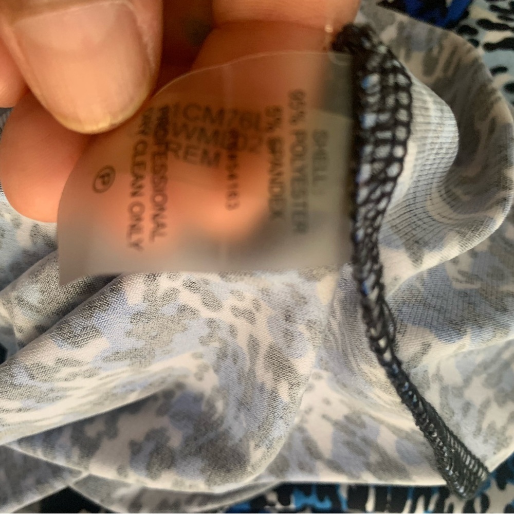 Calvin Klein Silver and Blue Ruched Tie Front Blouse - Picture 7 of 8